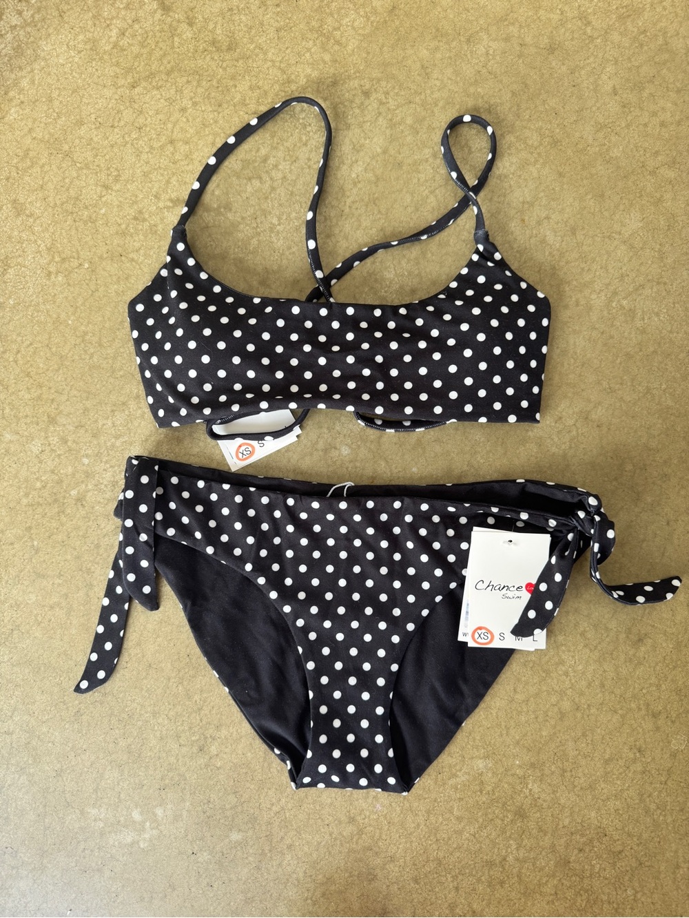 Chance Love Girls'/Teens Black & White REVERSIBLE Polka Dot Bikini Set NWT